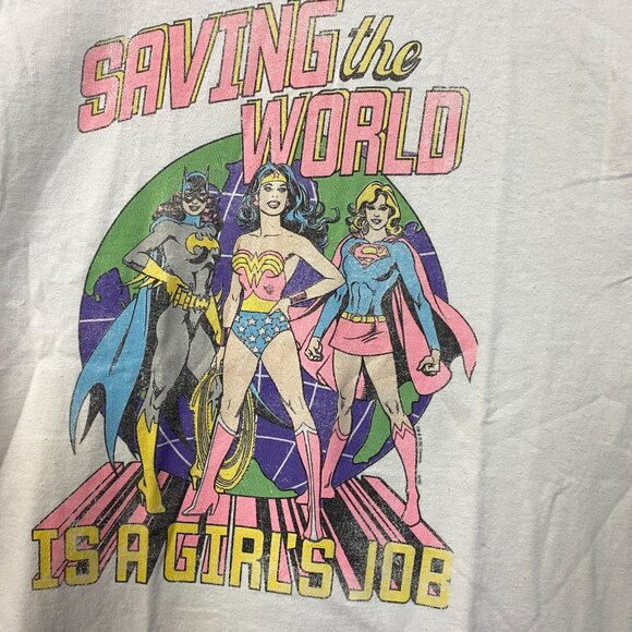 Junk Food Clothing DC "Saving The World Is A Girls Job" Graphic Tee Small - Picture 2 of 4